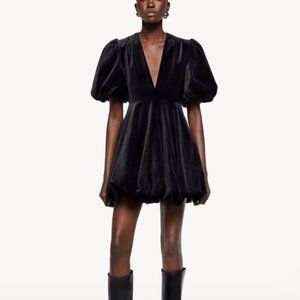 Zara velvet mini dress with puff sleeves
